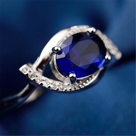 High-Quality Women's S925  Ring Blue Diamond