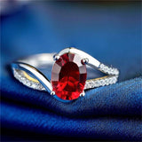 Women's S925 Strling Silver Ring Red